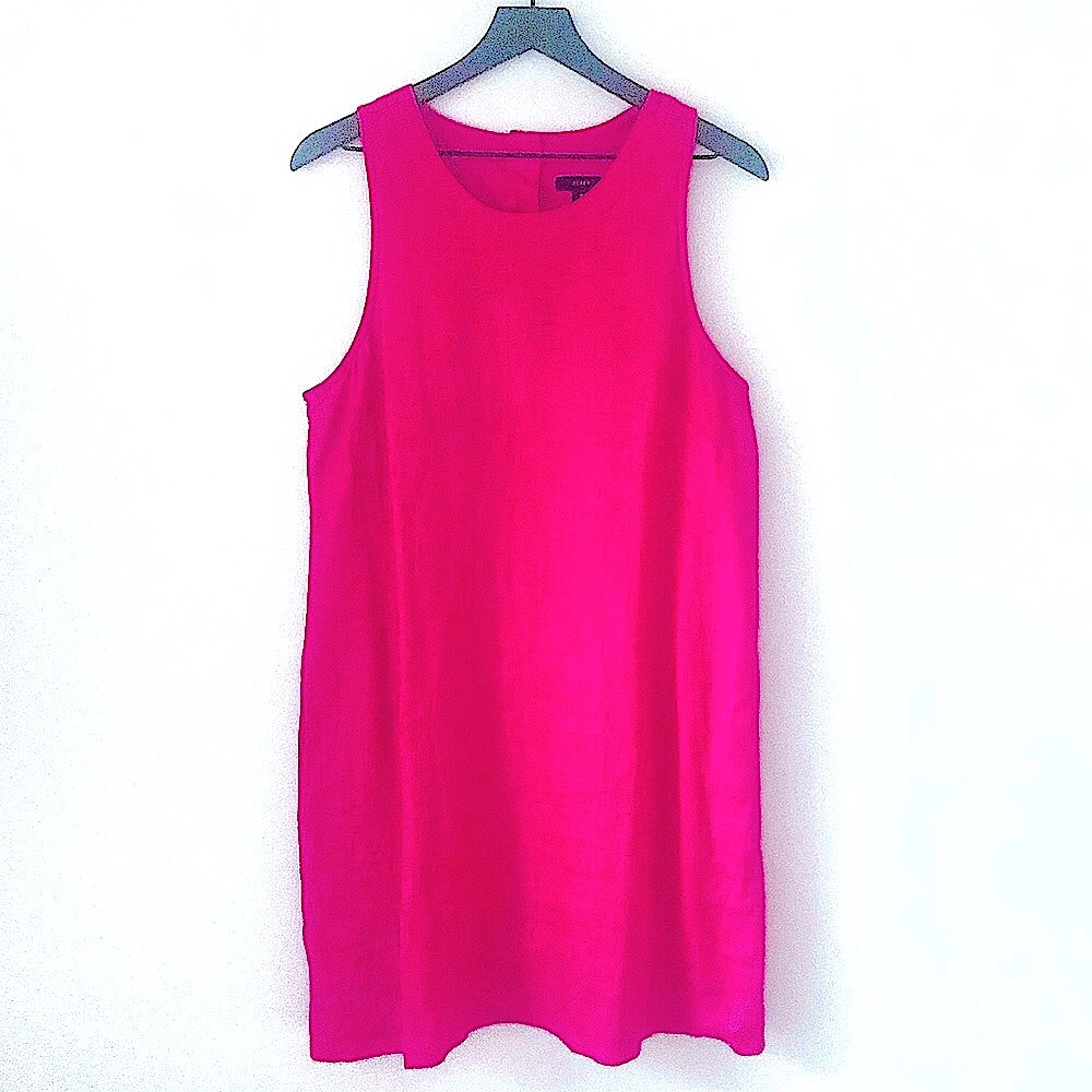 j. crew • linen shift dress w. button back detail • size medium